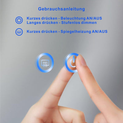 AQUABATOS 70x50 cm Antibeschlag Badspiegel mit LED Beleuchtung hell Badezimmerspiegel Dimmbar Touch