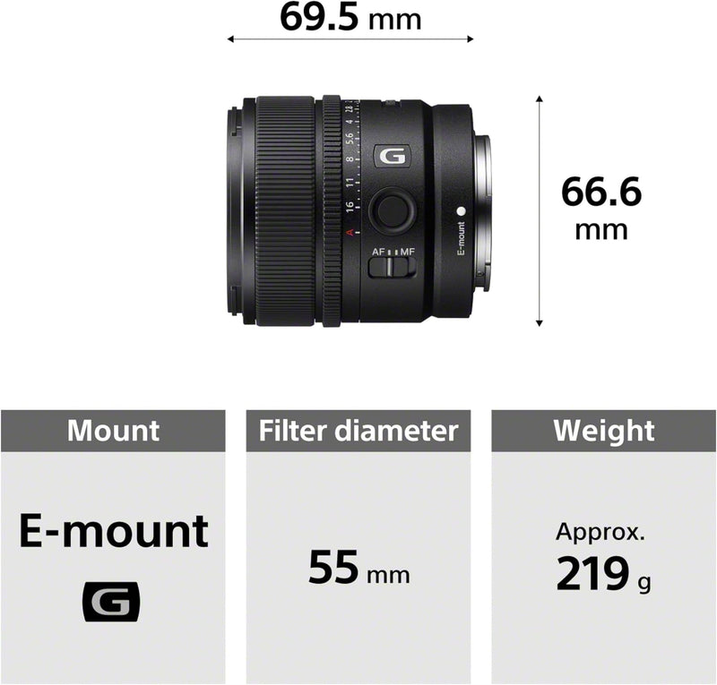 Sony E 15 mm F1.4 G | APS-C-Weitwinkel-Objektiv mit Festbrennweite (SEL15F14G) Single, Single