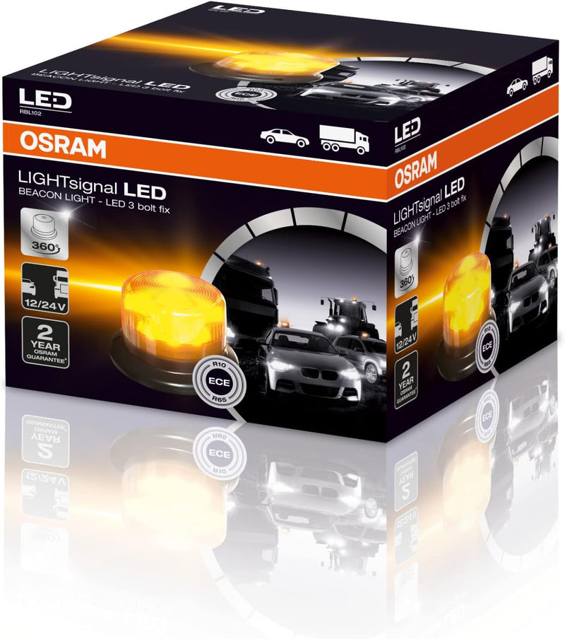 OSRAM LIGHTsignal LED BEACON LIGHT, LED-Rundumleuchte 360°, gelbe Blinkleuchte, strassenzugelassene