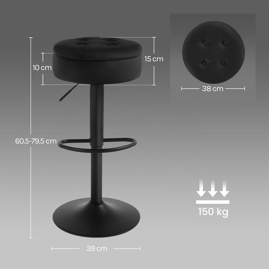 WOLTU Barhocker 2er Set, Sitzhocker mit Stauraum, Hocker höhenverstellbar 360° drehbar, Drehhocker f