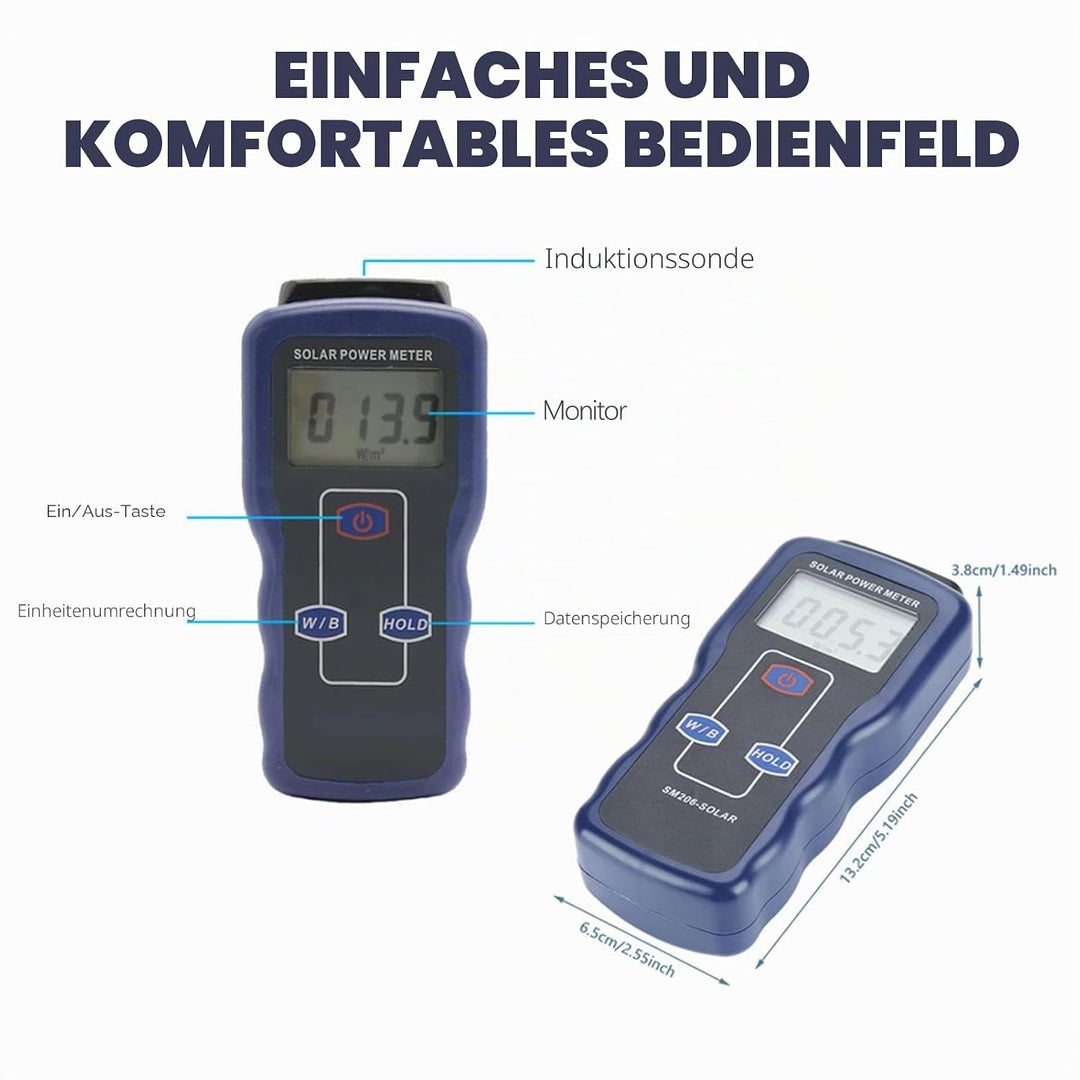 Solar Power Meter SM206 Digital Solar Power Meter Sonnenlichtmessgerät für Strahlungsmessgeräte Sola