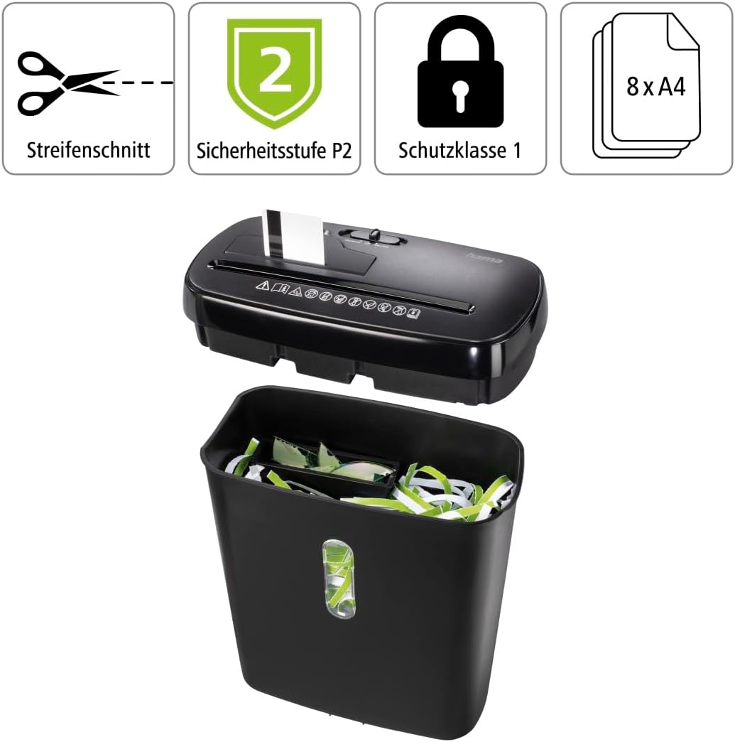 Hama Aktenvernichter Einzug Aktenvernichter professionell Home Office (Streifenschnitt, Schredder, e