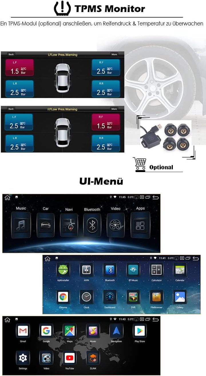 Erisin 10.25 Zoll 8-Kern IPS Android 10 Autoradio GPS Navi für BMW 1er F20/F21 3er F30 F31 F34 4er F