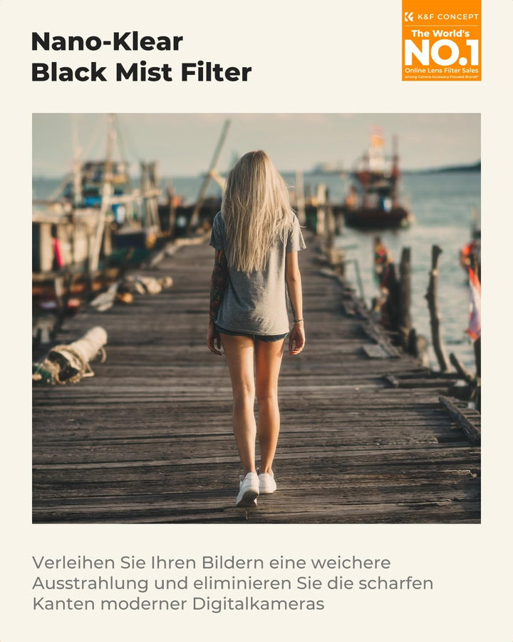 K&amp;F CONCEPT Filter 40.5mm Black Promist 1/8 für Portraitfotografie | mit Objektivdeckel,Cineastische