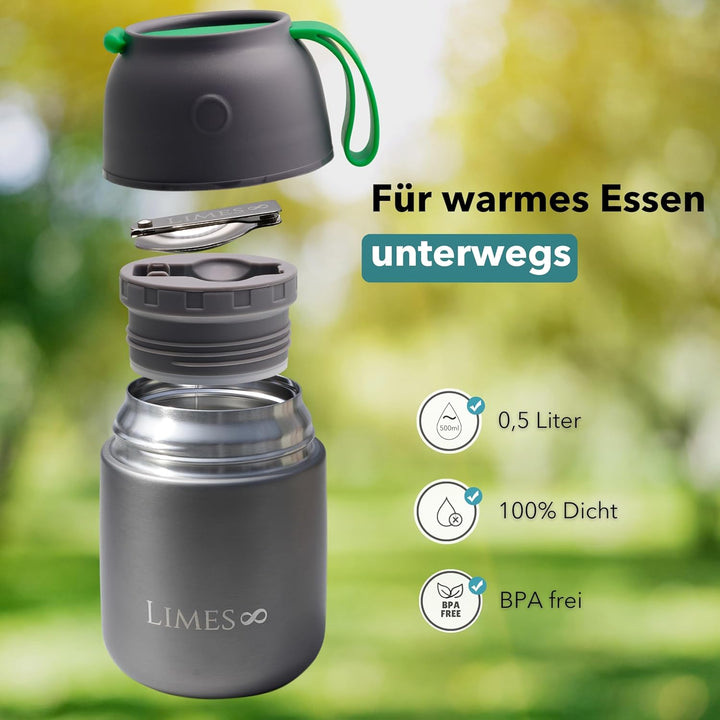 Thermobehälter für Essen - 500ml - Warmhaltebehälter für Speisen - Thermo Lunchbox Edelstahl - Essen