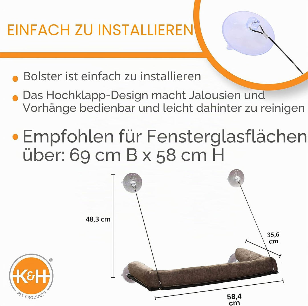 K&amp;H 779090 Haustierprodukte, EZ Kitty Sill Deluxe mit Polster, luxuriöses Fenster-Katzenbett