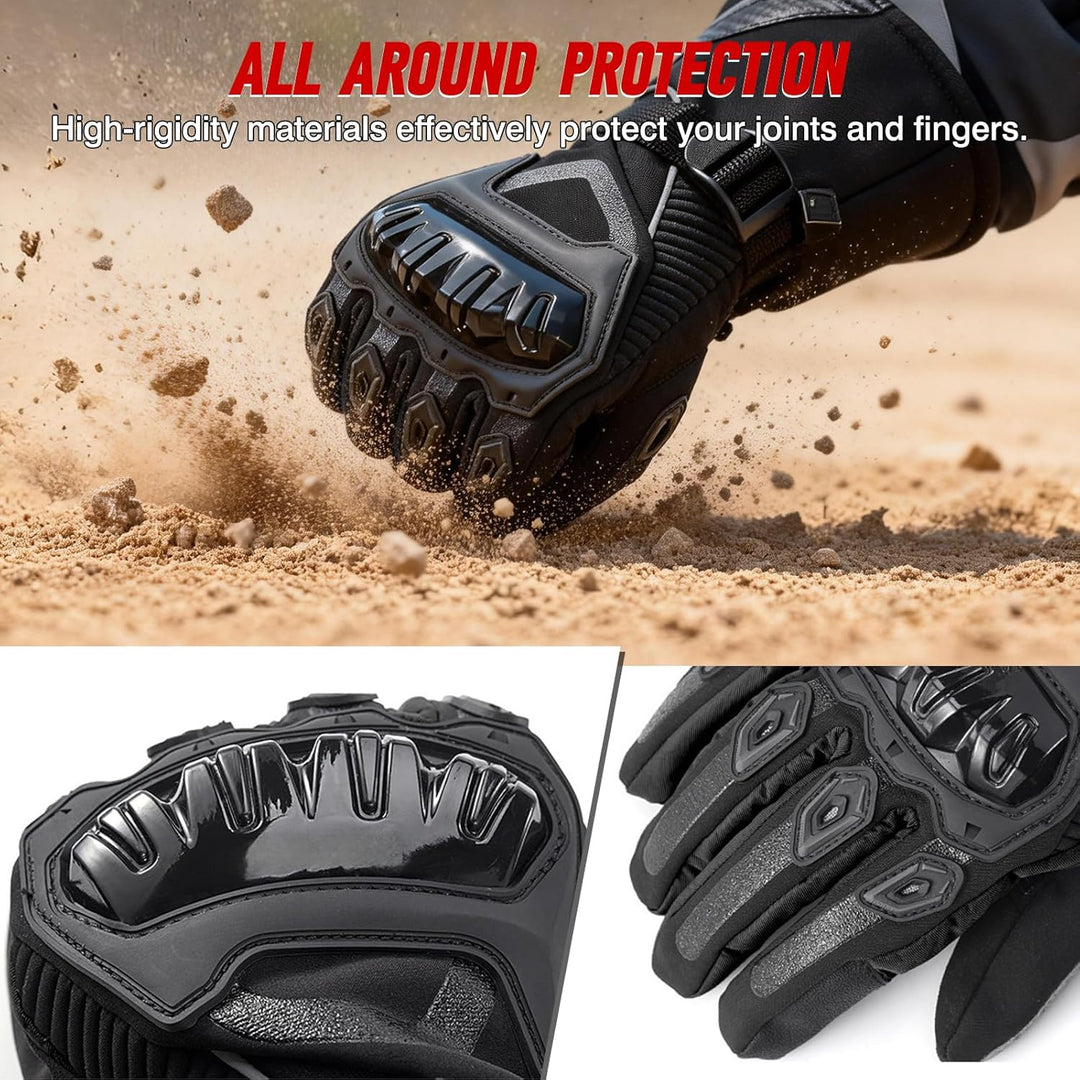 Riloer Motorradhandschuhe Leder Winter Wasserdicht Outdoor Radfahren Handschuhe Touchscreen Resistan