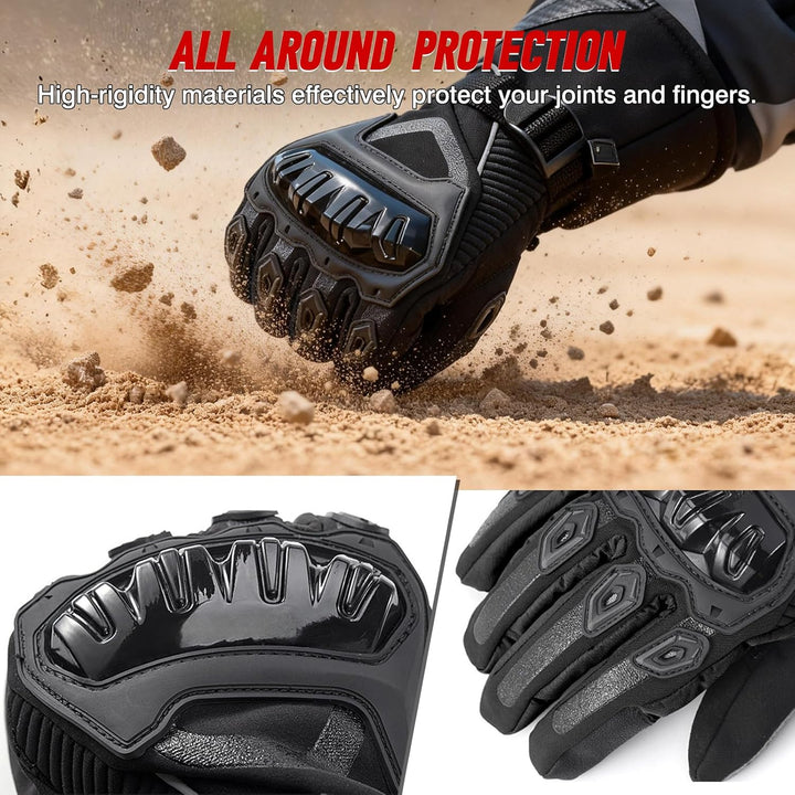 Riloer Motorradhandschuhe Leder Winter Wasserdicht Outdoor Radfahren Handschuhe Touchscreen Resistan