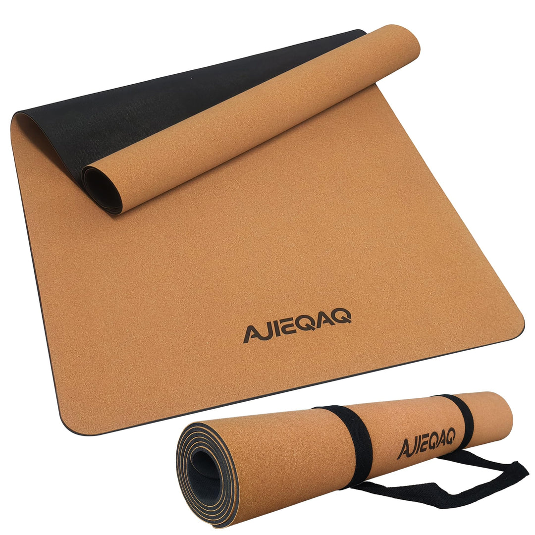 Premium Kork Yogamatte aus Naturkautschuk - Extra Breit (183x80 cm) & 5mm Dick - Rutschfeste XXL Fit