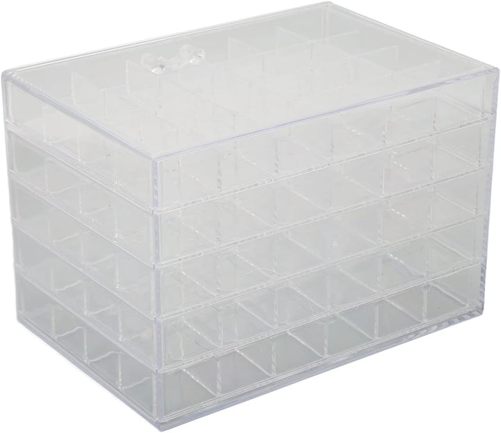 Transparente Aufbewahrungsbox mit 120 Fächern, 5 Lagen, mit herausnehmbaren Schubladen, geeignet für