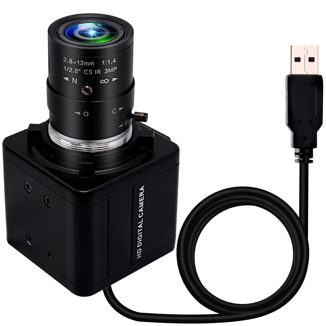 ELP 1080P Weitwinkel Web Kamera mit 2.8-12mm Zoom Objektiv,IMX323 Sensor Webcam Plug & Play für PC,D