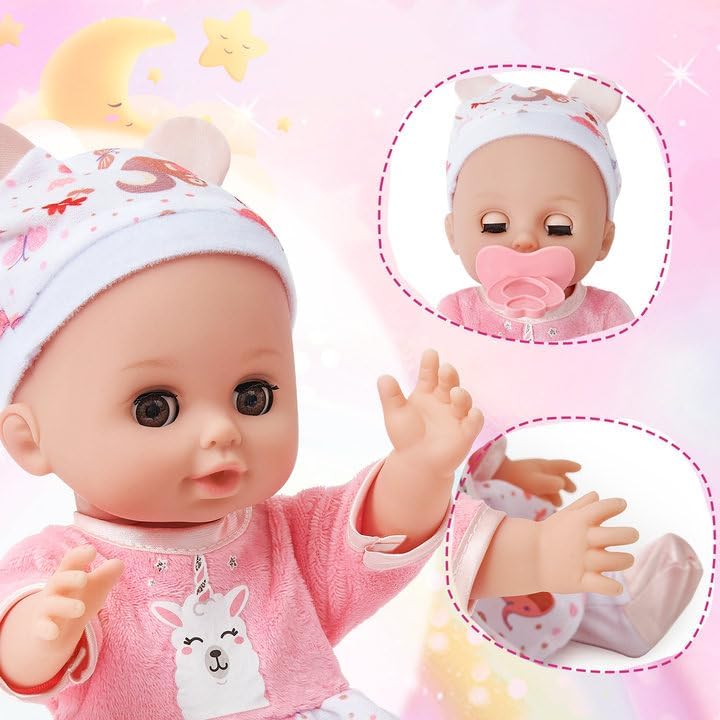 G.C Puppenzubehör Spielzeug Geschenk Mädchen, 36 cm Babypuppe &amp; Rucksack &amp; Puppenkleidung &amp; Töpfchen