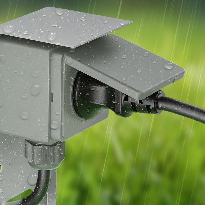 ledscom.de 2 Stück Garten Steckdosensäule PIWI mit Erdspiess für aussen, IP44, 1-fach, Edelstahl, ed