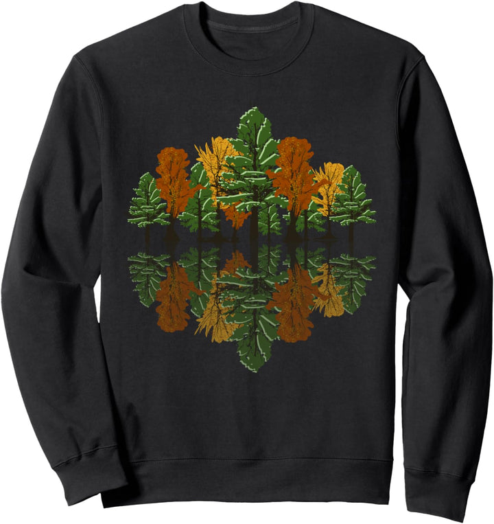 Herbst Bäume Natur Reflektion Outdoor Spiegelung Wald Sweatshirt