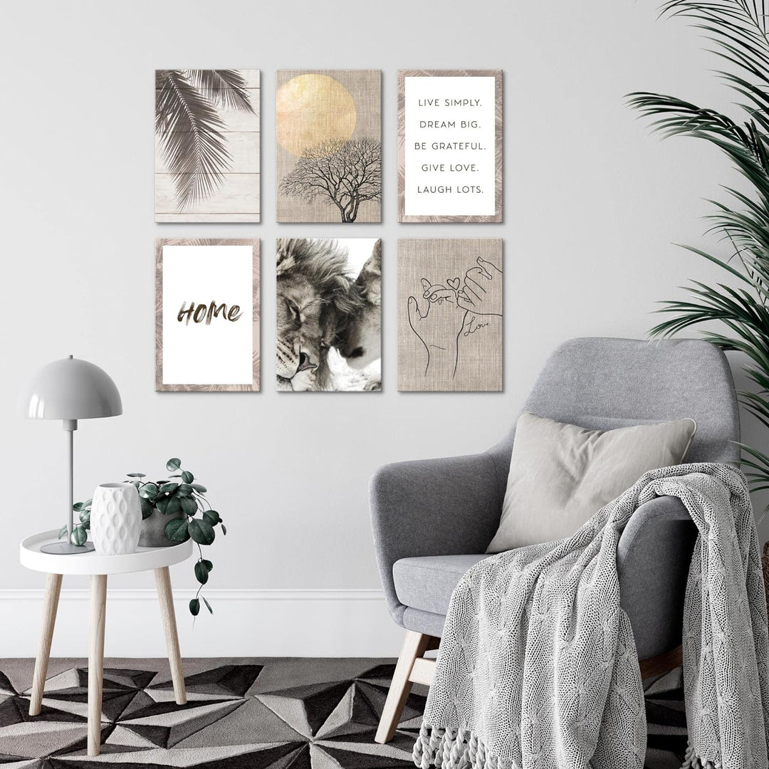 Novart Wandbilder Set - KOMPLETT AUFHÄNGFERTIG - Made in Germany - Moderne Bilder Löwen Liebe Wohnzi