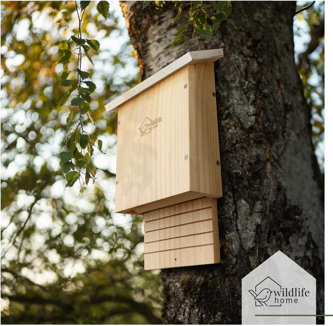 WILDLIFE HOME Grosser Schwerer Fledermauskasten nach NABU - verschraubt aus Massivholz &amp; 100% wetter
