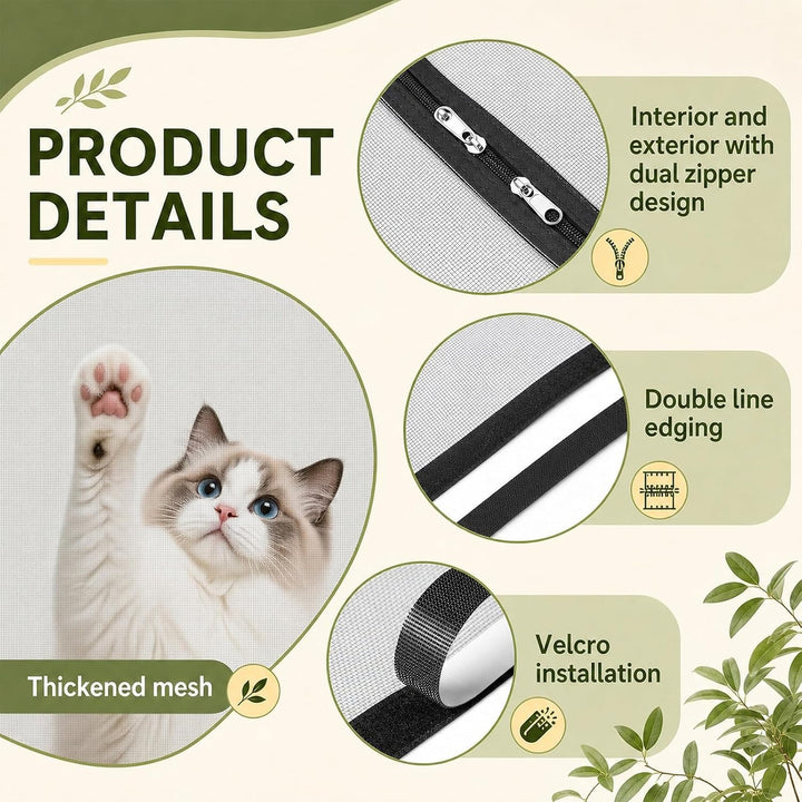 90cm x 200cm Katzengitter Tür - Katzengitter Balkontür Katzenschutz mit Reissverschluss Katzen aus L