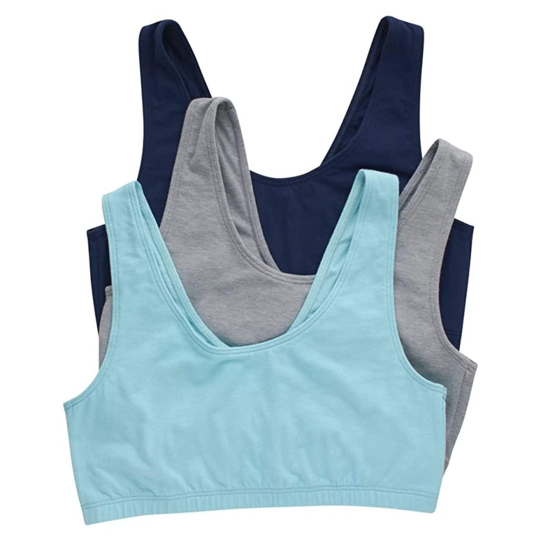 Hanes Damen BH (3er Pack), Marineblau/Beton Heather/Ultra Blue