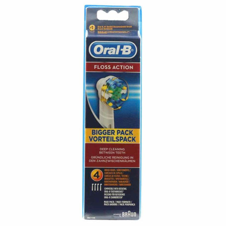 Oral-B Original Floss Action Ersatz-Zahnbürstenköpfe, Weiss, 4 Stück 4 stück (1er Pack), 4 stück (1e
