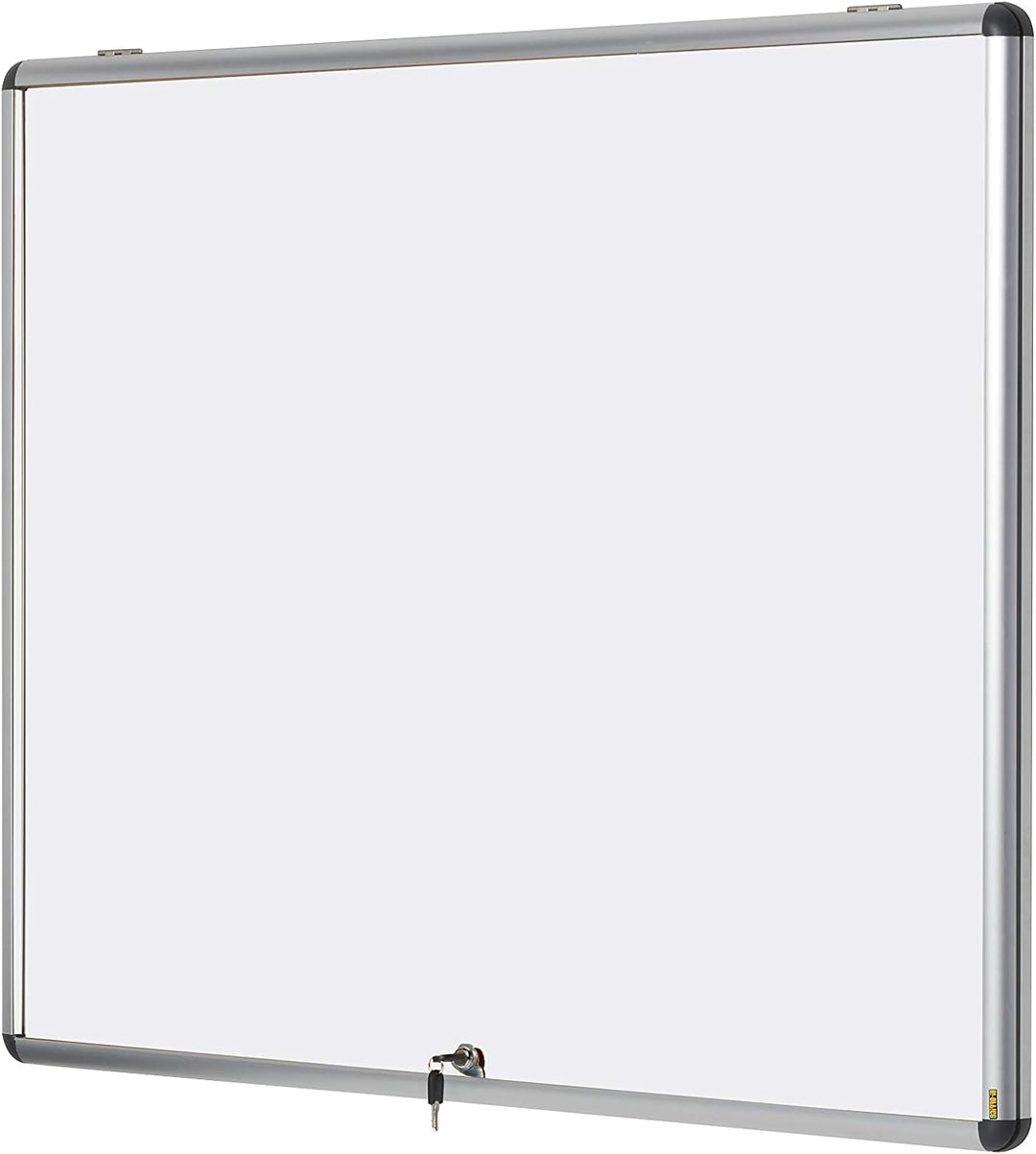 Bi-Office Schaukasten Vitrine "Enclore", Schwingtür nach oben, Whiteboard, Mangetische Innenfläche,