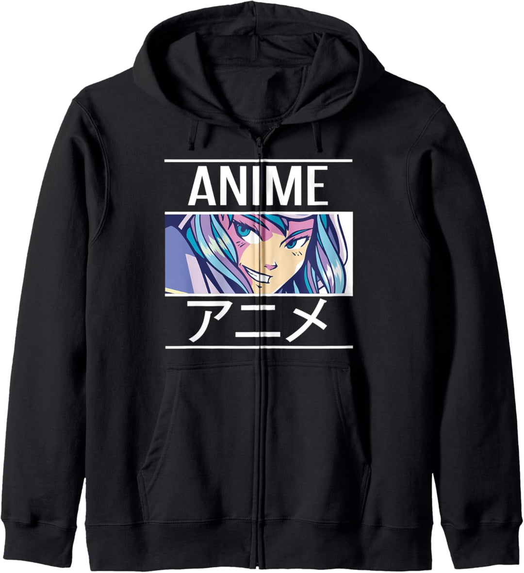 Cooles Tough Anime Girl mit Anime Kanji Kapuzenjacke