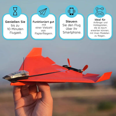 POWERUP 4.0. Smartphone gesteuertes Papierflugzeug Set der nächsten Generation. Einfache Handhabung