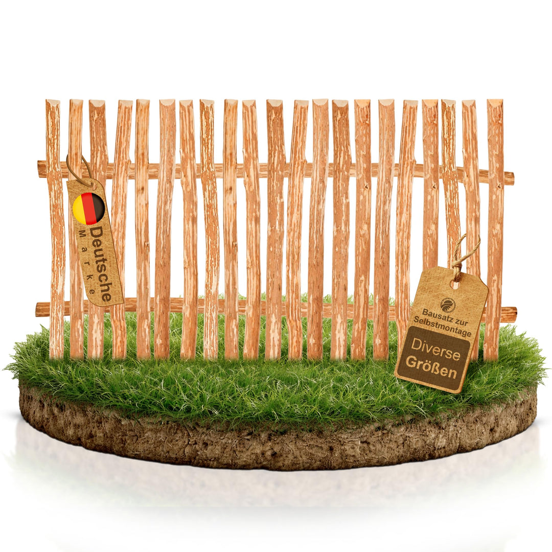 BooGardi Zaunelement Haselnuss · 144 Grössen · 50 x 90 cm (7-9 cm) · Staketenzaun Bausatz für Latten
