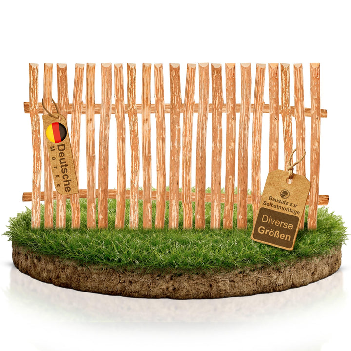 BooGardi Zaunelement Haselnuss · 144 Grössen · 50 x 90 cm (7-9 cm) · Staketenzaun Bausatz für Latten