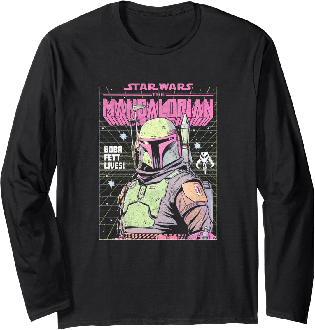 Star Wars: The Mandalorian Boba Fett Neon Grid Logo Langarmshirt