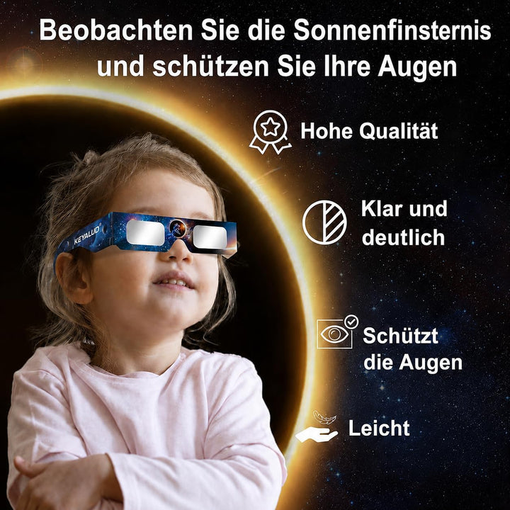 6/12/100 Sonnenfinsternis Brille,EN ISO 12312-2:2015(E) &amp; CE-zertifiziert,AAS Zertifizierung 2026,So
