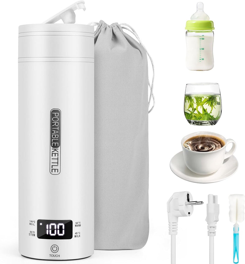 MOOKLIN ROAM Reisewasserkocher Klein Elektrische, 500ML Tragbarer Wasserkocher Mini Wassertasse Edel