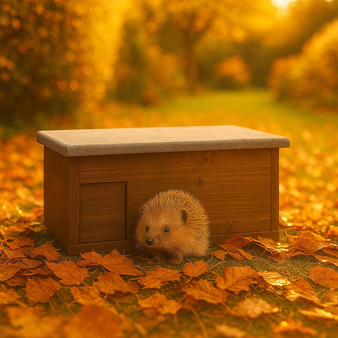 Relaxdays Igelhaus, Bausatz, Igelbau mit Boden, Rattenklappe & Labyrintheingang, Holz, HxBxT: 21 x 4