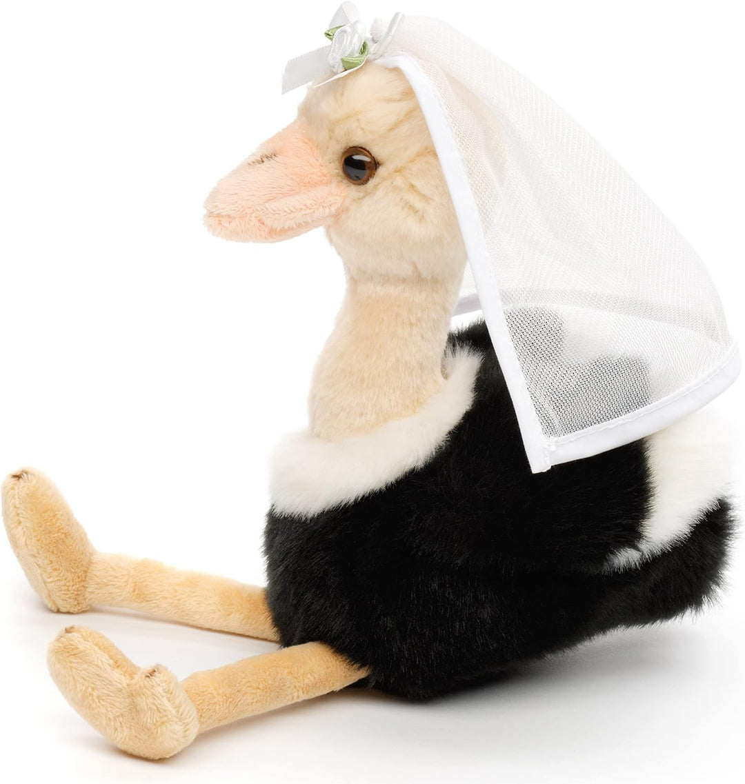 Uni-Toys - Strauss mit Braut-Schleier - 28 cm (Höhe) - Plüsch-Vogel, Brautstrauss - Plüschtier, Kusc
