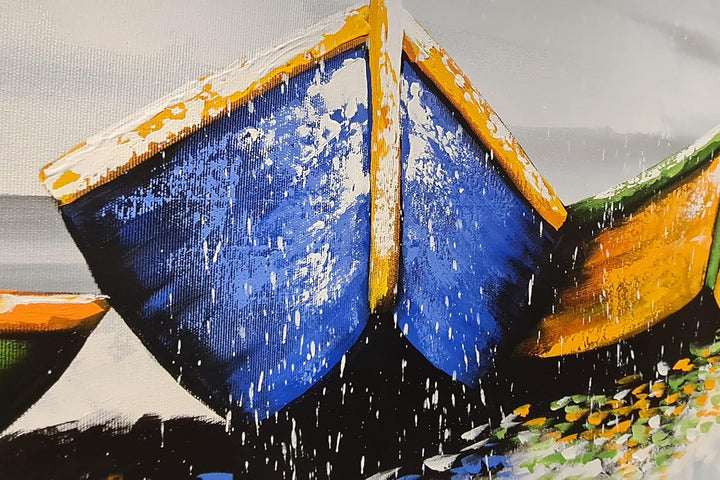 Monica Mirafiori I 100% HANDGEMALT I Gemälde Boote am Strand 100x50cm | Gemälde Handgemalt | Acrylge
