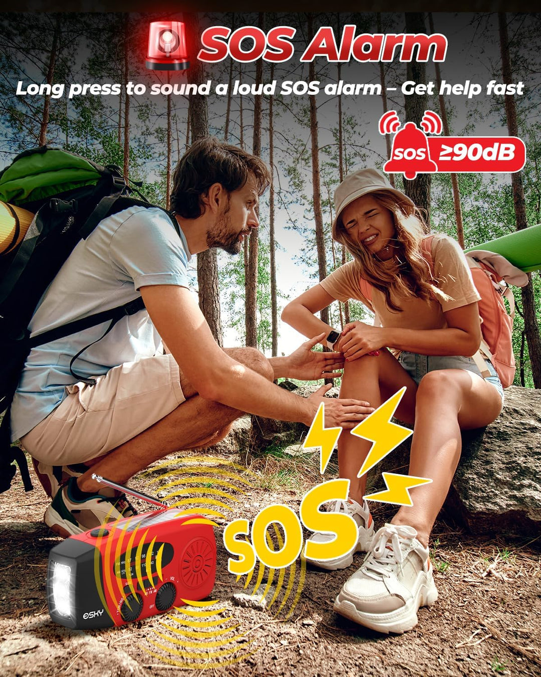 Solar Radio, Esky Kurbelradio AM/FM Wasserdicht Tragbare Radios SOS Alarm Notfallradio mit Power Ban