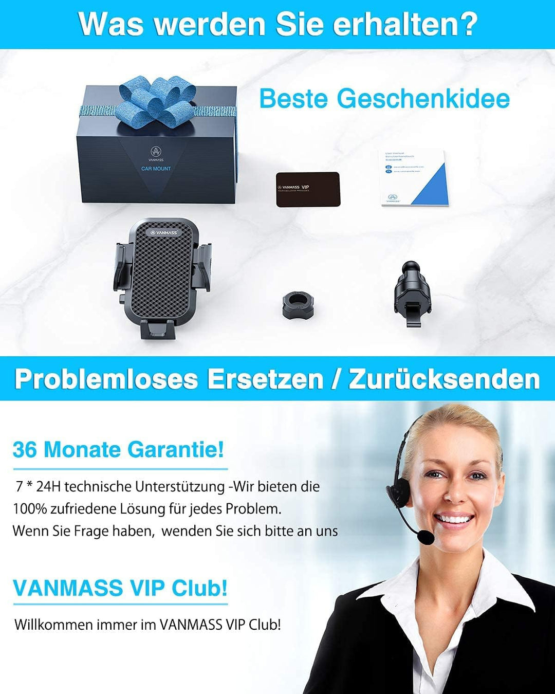 VANMASS Handyhalterung Auto Lüftung [2022 Upgrade Bombenfest Lüftungshaken] 360°Drehbar 100% Silikon