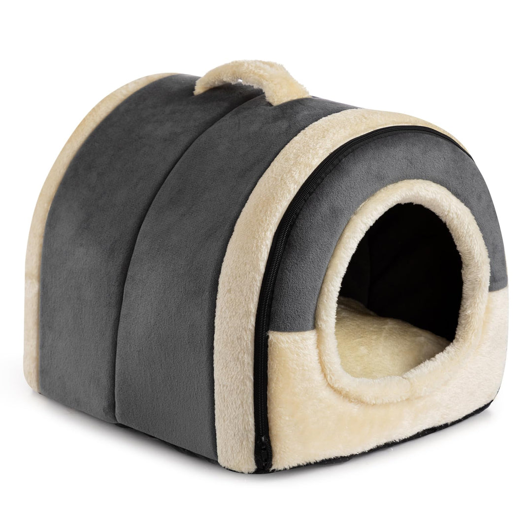 Hollypet Katzenbett Kleines Hundebett, 2-in-1 Faltbare Haustierbett für Katzen &amp; Kleine Hunde, Warme