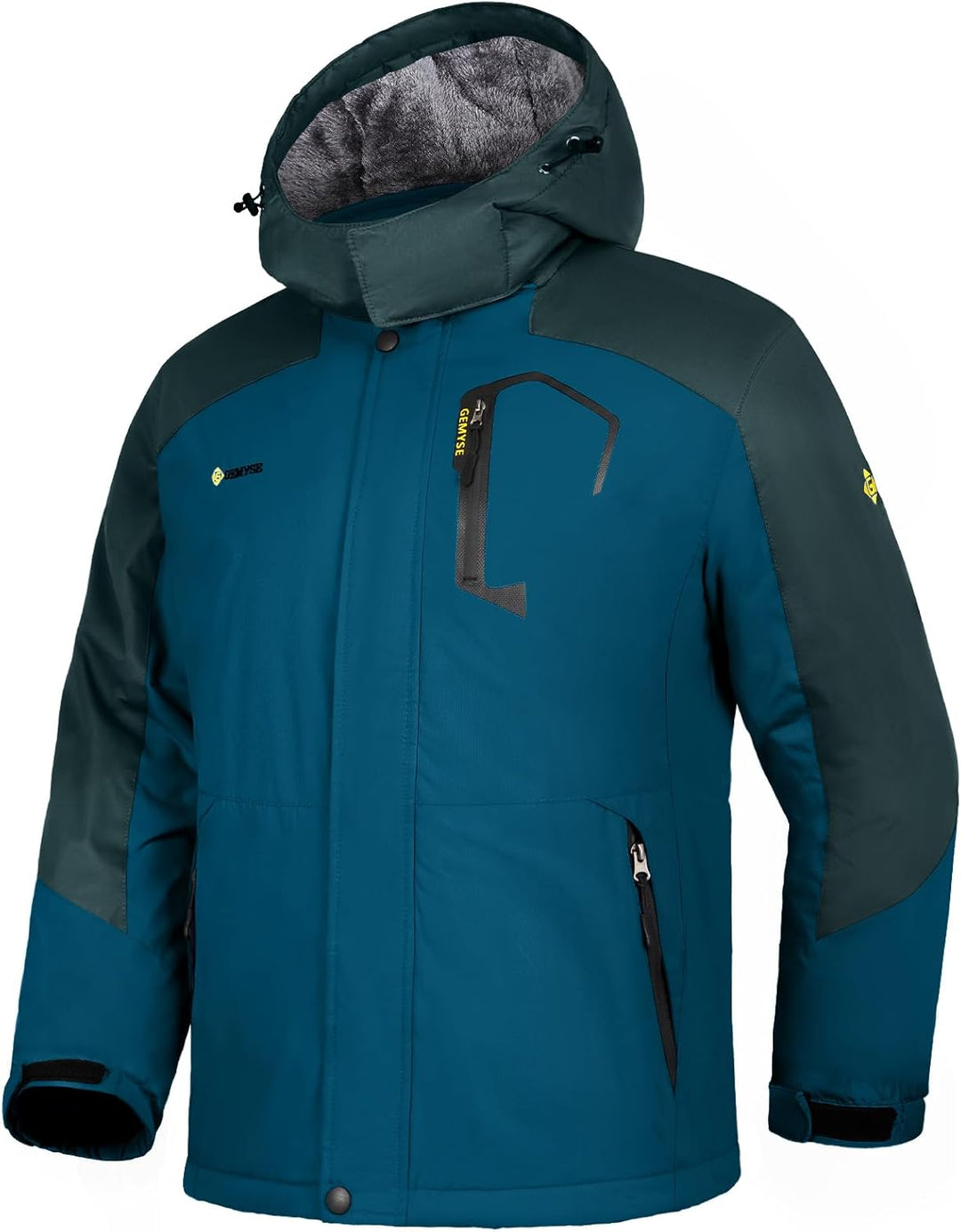 GEMYSE Herren Wasserdichte Berg-Skijacke Winddichte Fleece Outdoor-Winterjacke mit Kapuze XL Lilabla