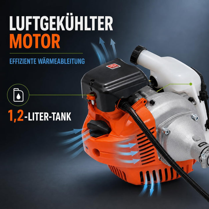 Benzin Motorsense Freischneider 42,7ccm, Rasentrimmer mit 6500 U/min | 2-Takt Motor Garten-Multitool