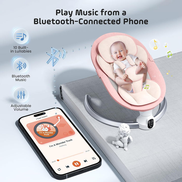 Babywippe, Babyschaukel Elektrisch mit Kabel und mit Bluetooth, Elektronisch Baby Schaukelsitz Babyw