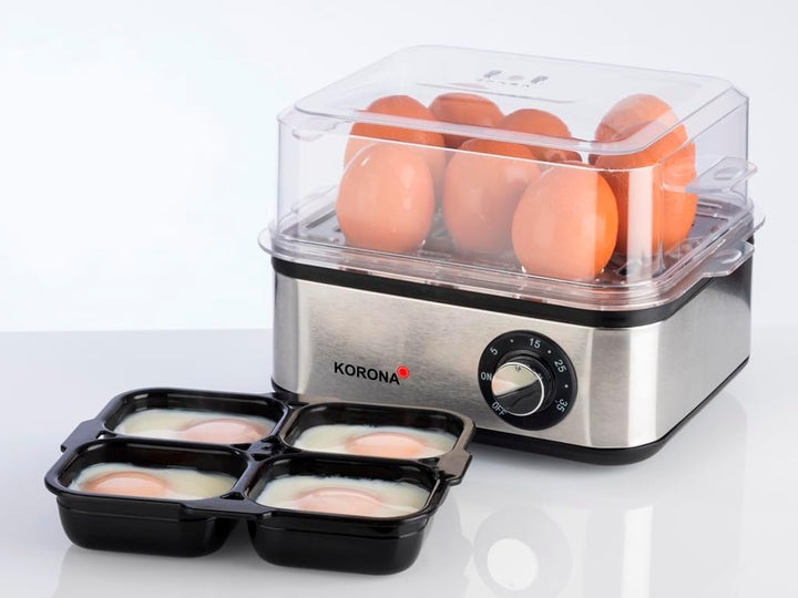 Korona 25303 Edelstahl Mini Dampfgarer und Eierkocher | Kleiner Dämpfer für Gemüse | Profi Kocher fü