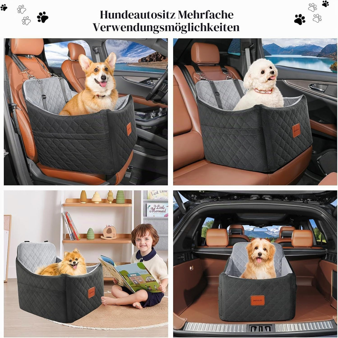 Hunde Autositz für Kleine/Mittlere Hunde, Memory-Schaum Erhöhter Hundesitz Auto, Abnehmbar & Waschba
