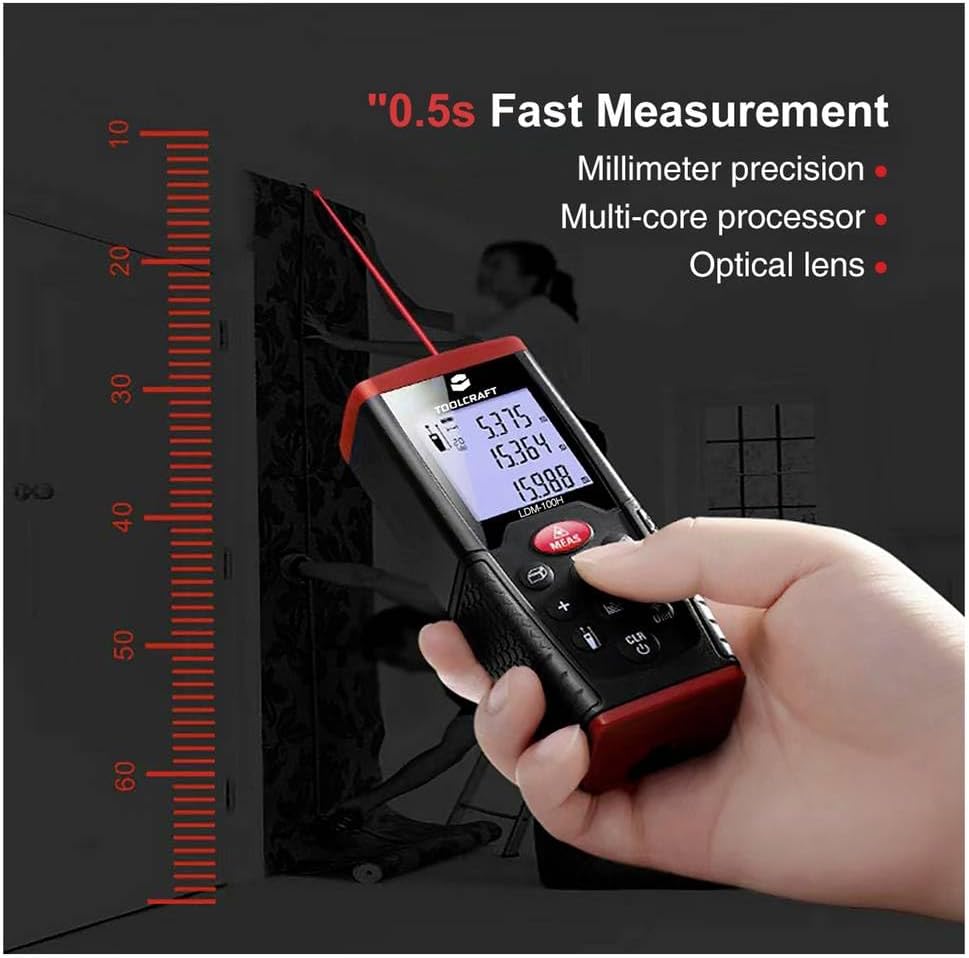 TOOLCRAFT LDM100H Laser-Distanzmesser I Entfernungsmesser I Distanzmesser I Entfernungsmessgerät I L