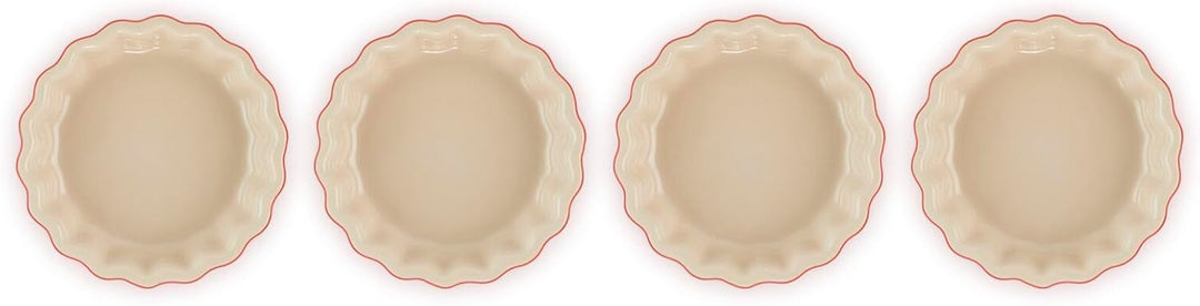 Le Creuset 4er-Set Tarteförmchen aus Steinzeug, Je 200 ml/ Ø 11 cm, Kirschrot, 91017411060000, Kirsc