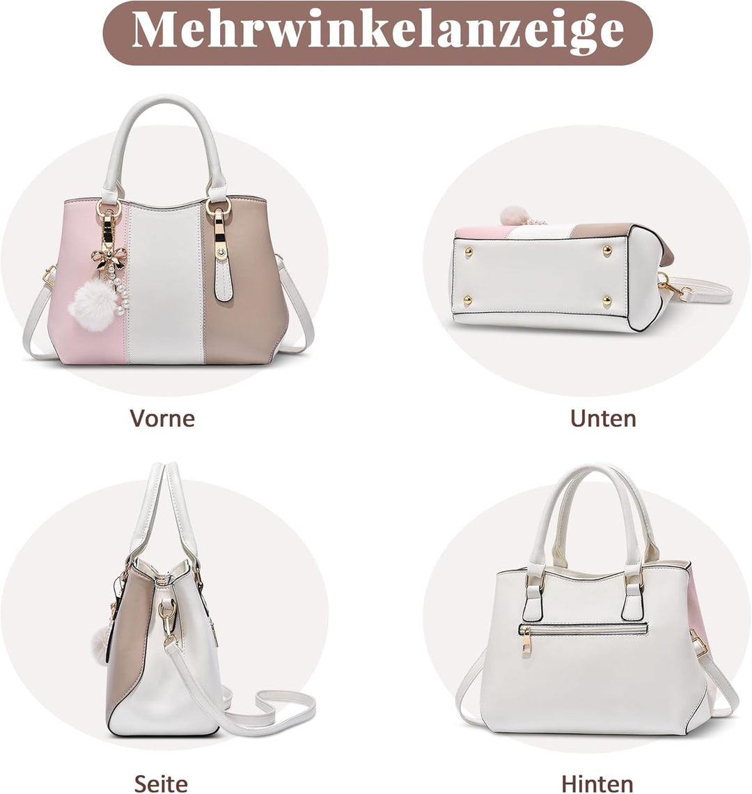 Damen Handtasche Mode Pompons Anhänger Umhängetasche Elegantes Casual Reise Handtasche Frauen Tote H