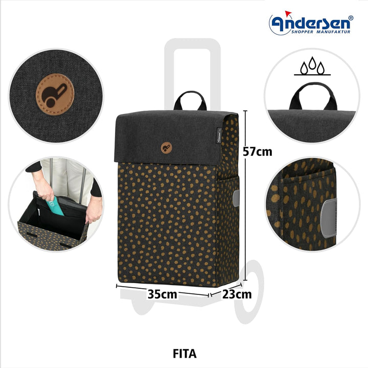 ANDERSEN Einkaufstrolley - Komfort Shopper Fita schwarz, Schwarz