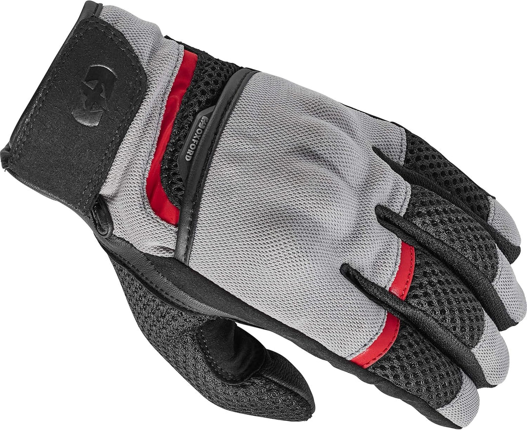Oxford Motorradhandschuhe kurz Motorrad Handschuh Brisbane Air Sommer Handschuh grau/schwarz/rot 3XL