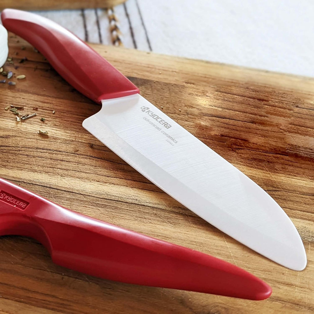 KYOCERA GEN COLOUR Santoku Keramikmesser FK-140WH-RD Santokumesser mit extrem scharfer Keramikklinge
