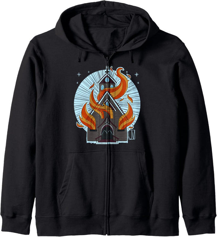 Brennende Kirche black metal Antichrist Satan Kapuzenjacke