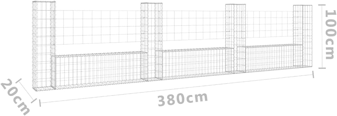 Festnight Gabionenwand Gabionenkorb U-Form mit 4 Säulen Gabione Gabionenkörbe Gabionen Hochbeet Stei
